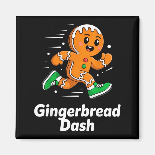 Imã Christmas Gingerbread Dash Running Runner Xmas Mar (Frente)