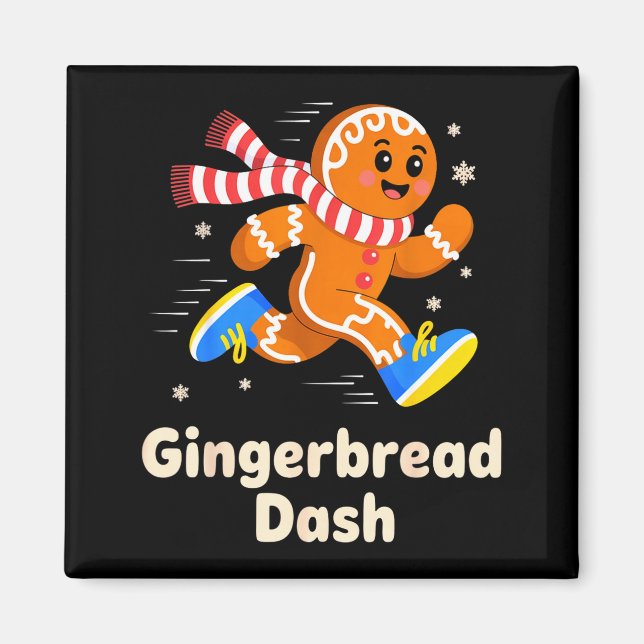 Imã Christmas Gingerbread Dash Running Runner Xmas Mar (Frente)