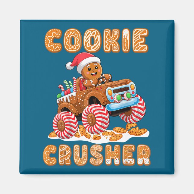 Imã Christmas Gingerbread Pajamas Cookie Crusher Monst (Frente)