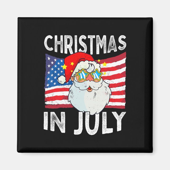 Imã Christmas In July Retro Hipster Funny Santa Men Wo (Frente)