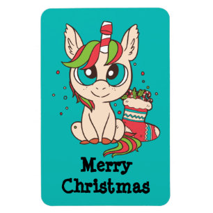 Ímã Christmas Kawaii Unicorn