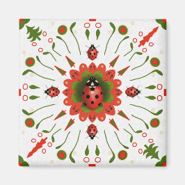 Imã Christmas Ladybug Red White Green