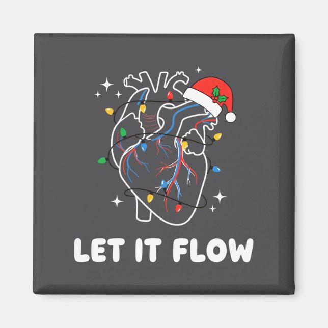 Imã Christmas Let It Flow Cardiac Heart Funny Nurse Ho (Frente)