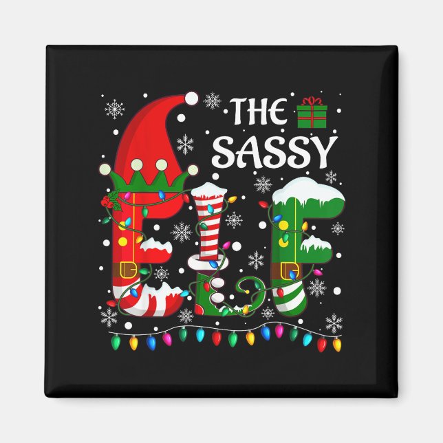 Imã Christmas Light Family Matching Pajamas Sy Elf Xma (Frente)