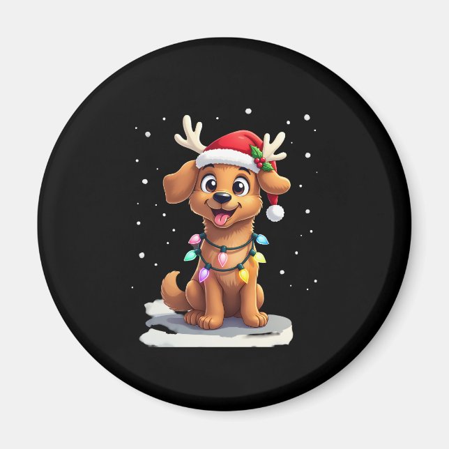 Imã Christmas Lights Soft Coated Wheaten Terrier Dog T (Frente)