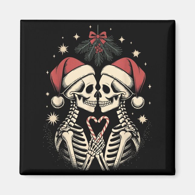 Imã Christmas Matching Gothic Couple Dark Humor Skelet (Frente)