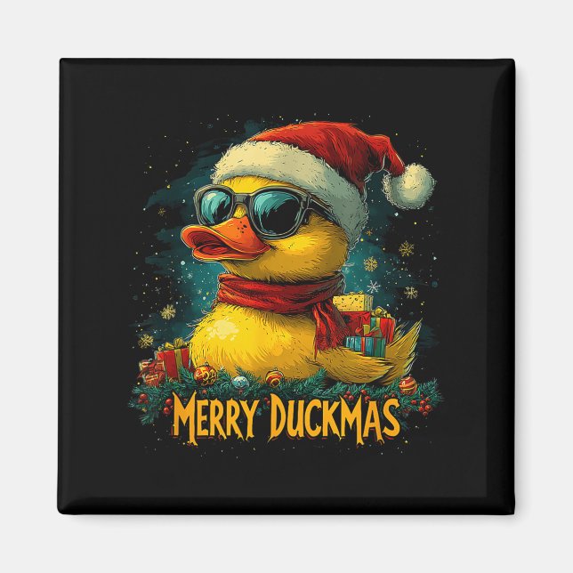 Imã Christmas Merry Duckmas Funny Quackmas Pajama Duck (Frente)