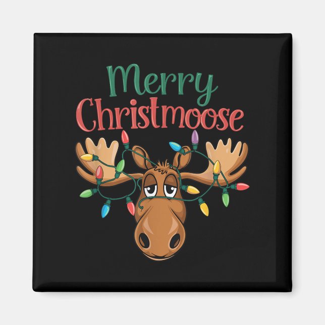 Imã Christmas Moose Merry Christmoose Men Women  (Frente)