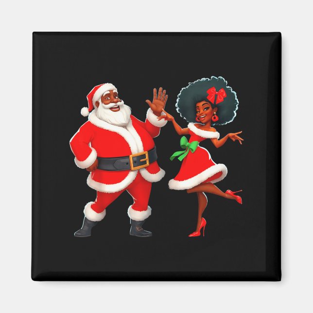 Imã Christmas Mr Santa Mrs Claus Dancing African Ameri (Frente)