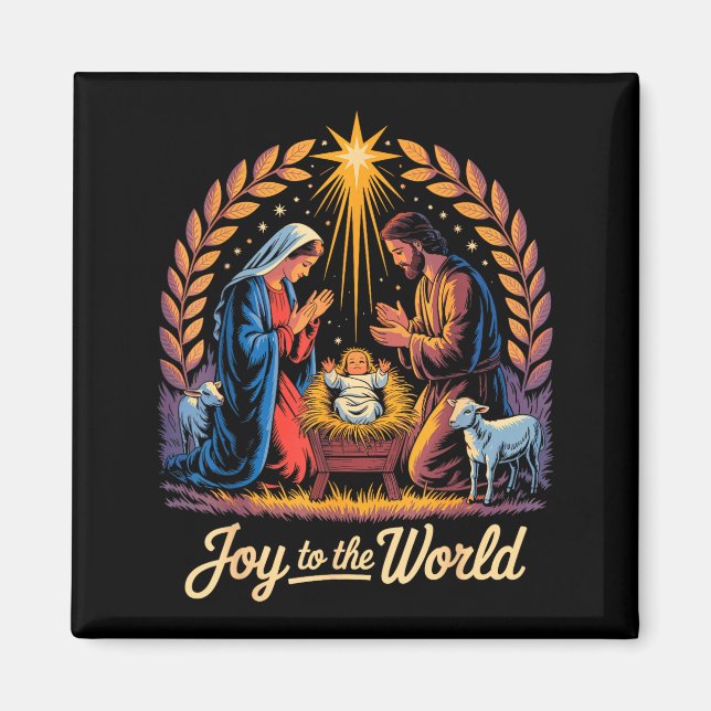 Imã Christmas Nativity Christian Birth Of Jesus Joy To (Frente)