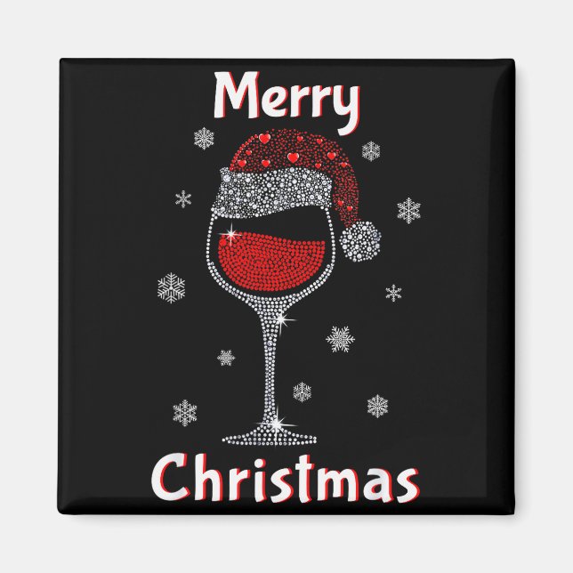 Imã Christmas Outfit Women Wine Gl Funny Christmas  (Frente)