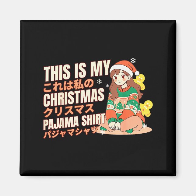 Imã Christmas Pajama Anime Girl Japanese Manga Otaku  (Frente)