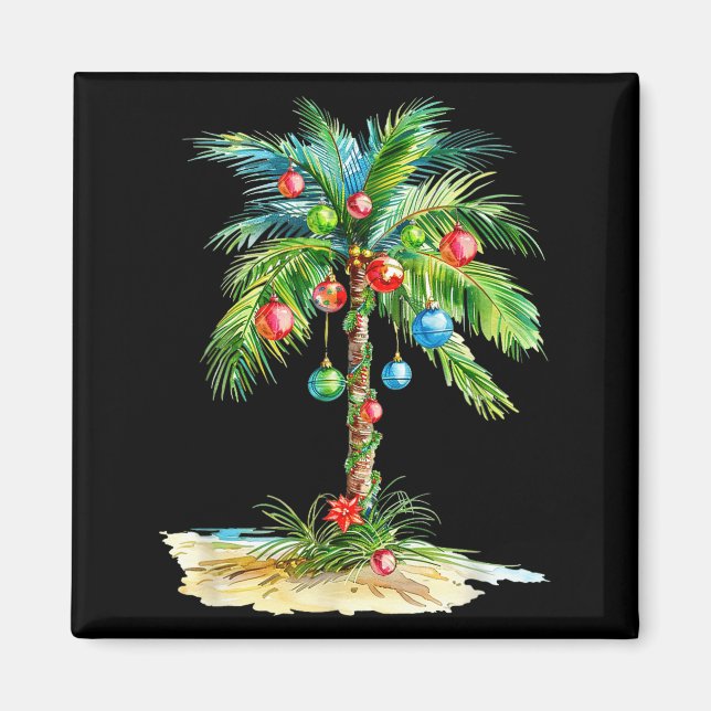 Imã Christmas Palm Tree Light Hawaiian Trocal Xmas Men (Frente)