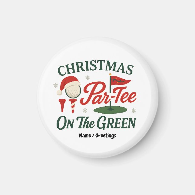 Imã Christmas Par-Tee On The Green Funny Golf Christma (Frente)
