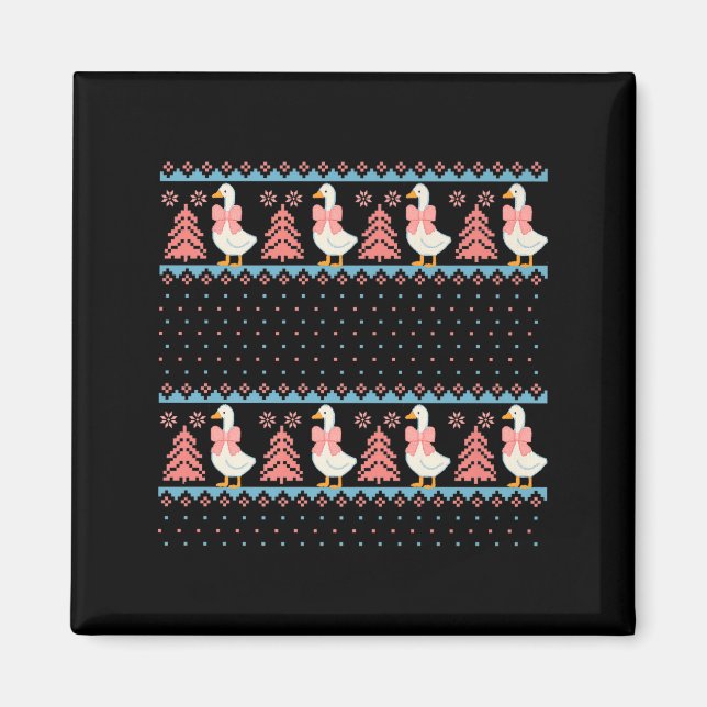 Imã Christmas Rch Goose Ugly Sweater Pajama Xmas Tree  (Frente)