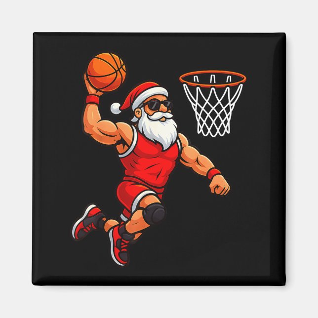 Imã Christmas Santa Basketball Player Dunking Basketba (Frente)