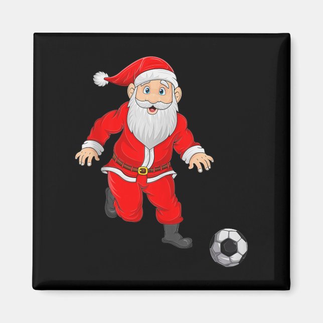 Imã Christmas Santa Playing Soccer Football Xmas Srts  (Frente)