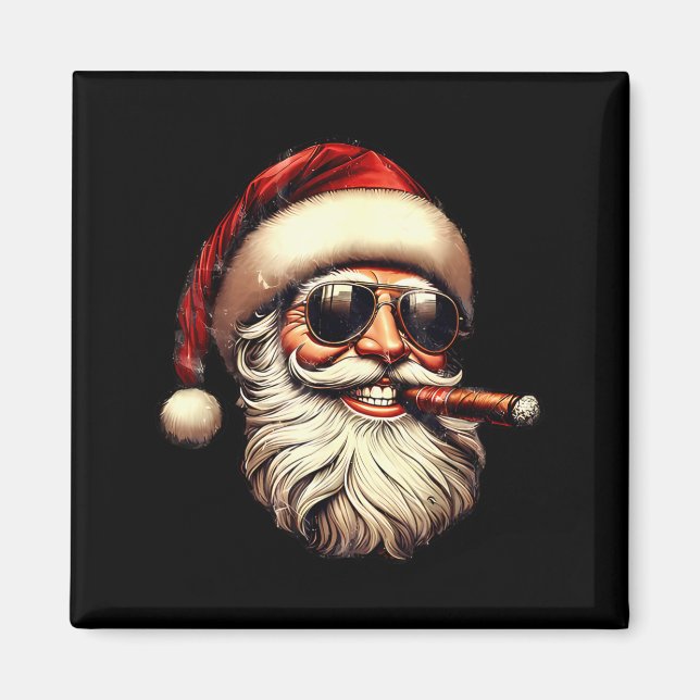 Imã Christmas Santa Smoking Cigar With Sungl Cigar Smo (Frente)