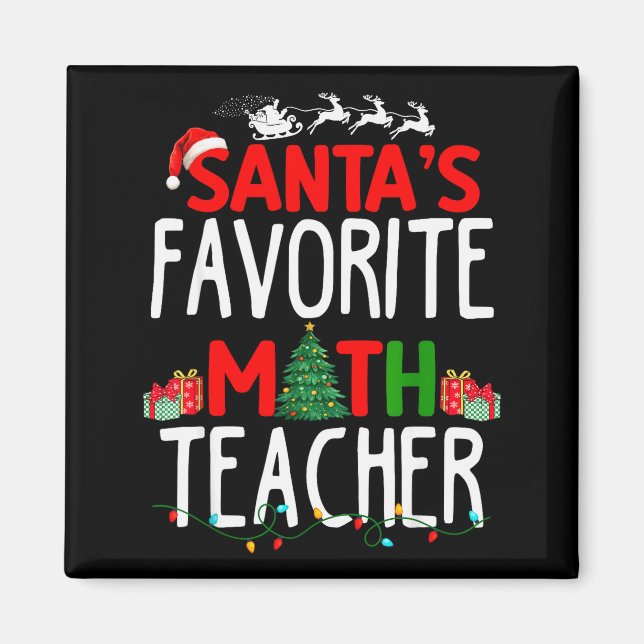 Imã Christmas Santa's Favorite Math Teacher Mathematic (Frente)