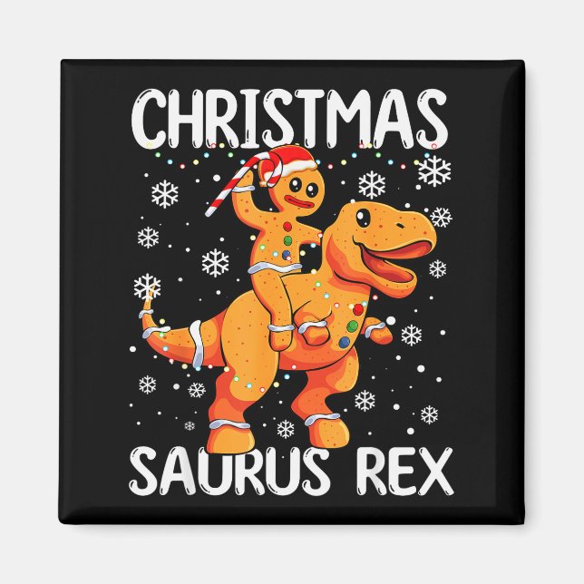 Imã Christmas Saurus Rex Gingerbread Man Cookie Trex B (Frente)