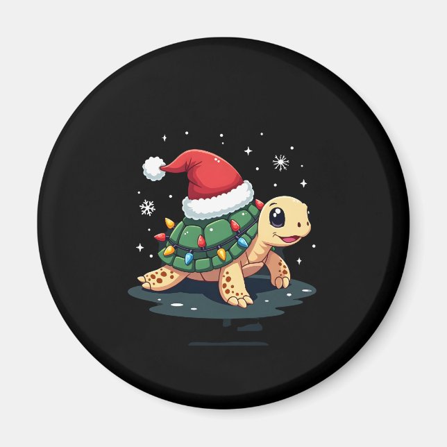 Imã Christmas Sea Turtle Santa Xmas Men Women Boys Gir (Frente)