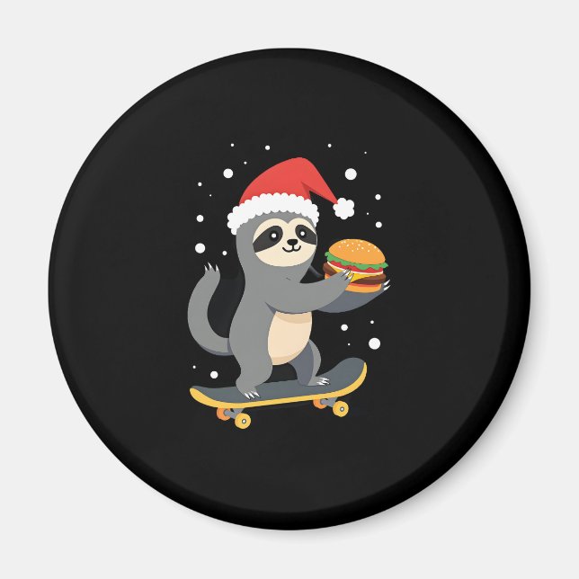 Imã CHRISTMAS SLOTH Engraçado Pé-de-Pé de Natal ( (Frente)