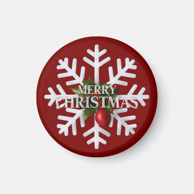 Imã Christmas Snowflake And Shy Red Berry (Frente)