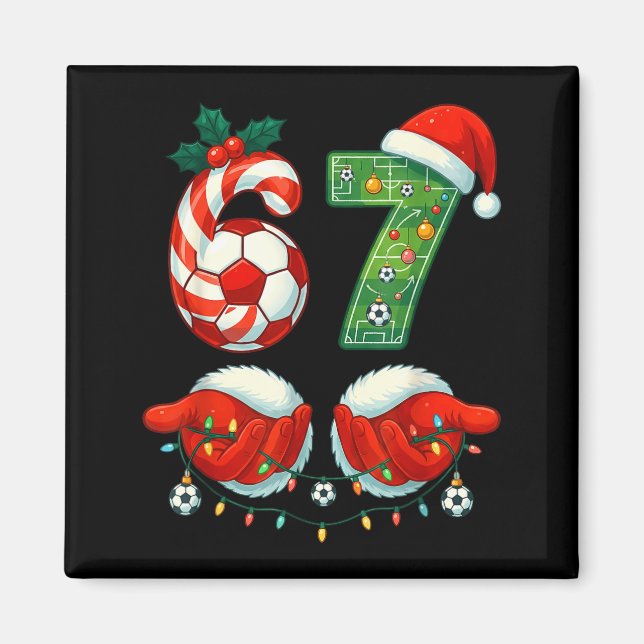 Imã Christmas Soccer Drip Number 67 Boys Soccer Player (Frente)
