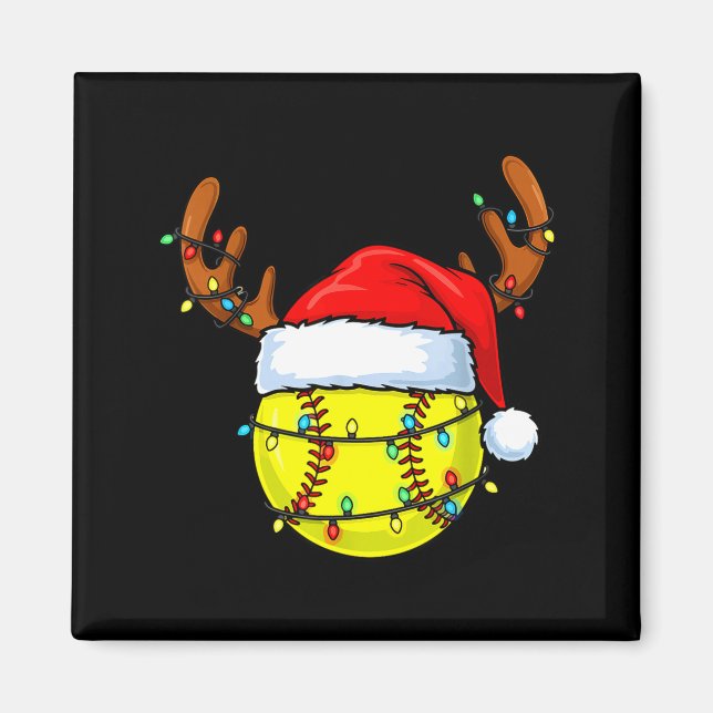 Imã Christmas Softball Xmas Santa Srts Hat Mens Womens (Frente)