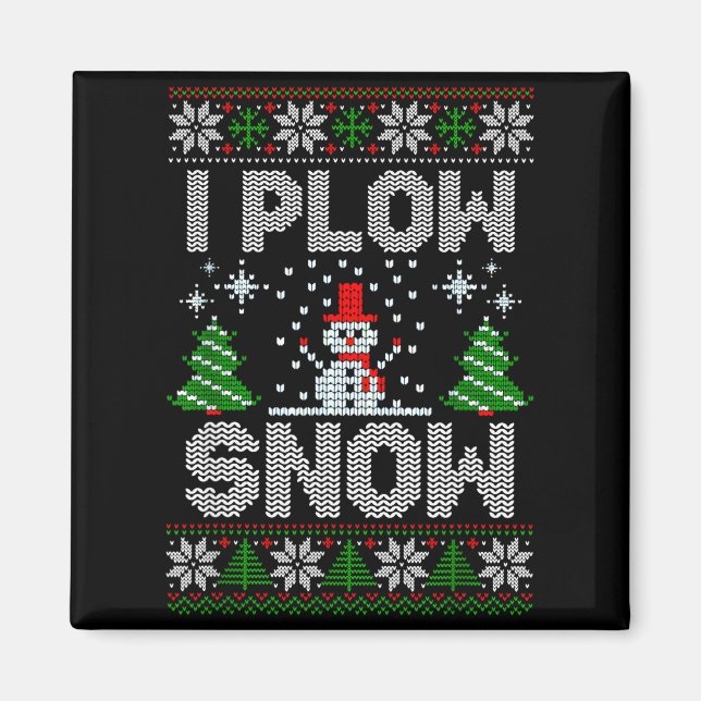 Imã Christmas Sweater I Plow Snow Matching Couples Paj (Frente)