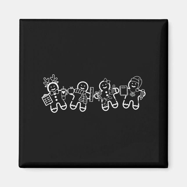 Imã Christmas Teacher Cute Gingerbread Cookies Funny H (Frente)