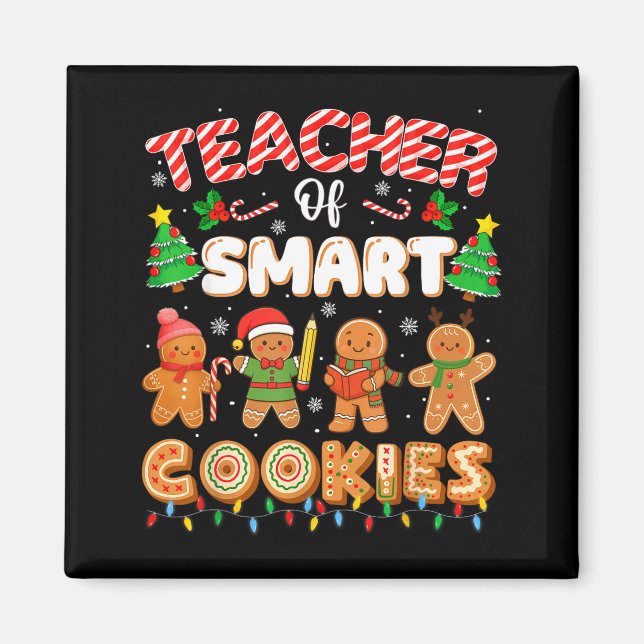 Imã Christmas Teacher Of Smart Cookies Funny Cute Ging (Frente)