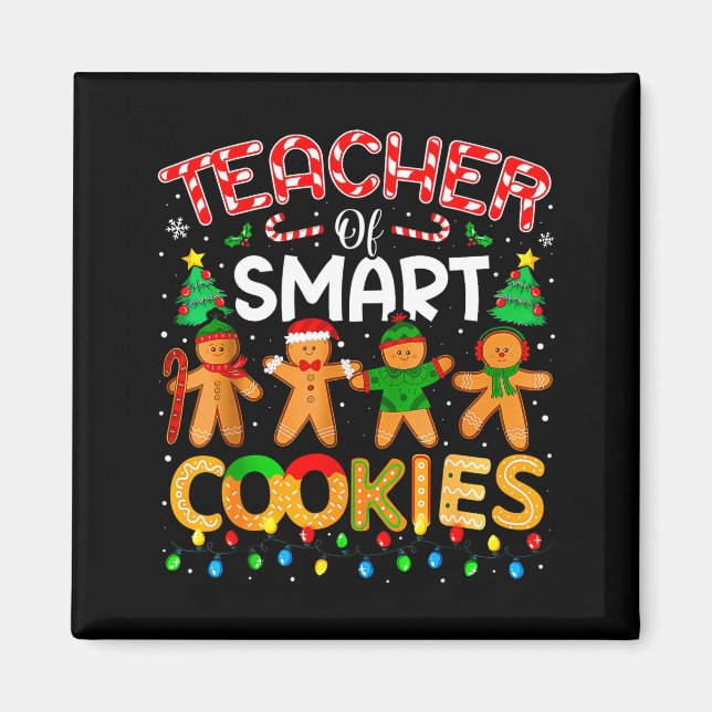 Imã Christmas Teacher Of Smart Cookies Funny Cute Ging (Frente)