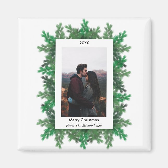 Imã Christmas Tree Branches Photo (Frente)