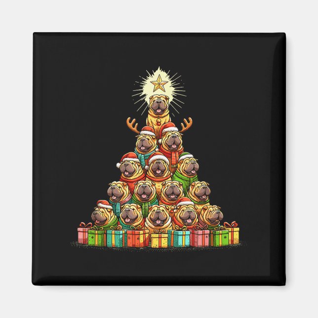 Imã Christmas Tree Chinese Shar-pei Shar Pei  (Frente)