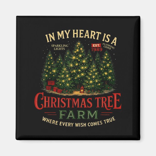 Imã Christmas Tree Farm In My Heart Holiday Forest Gif (Frente)