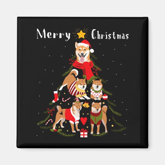 Imã Christmas Tree Shiba Inu Lover Xmas Dog Owner New  (Frente)