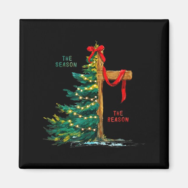 Imã Christmas Tree The Season Jesus Cross Faith Holida (Frente)