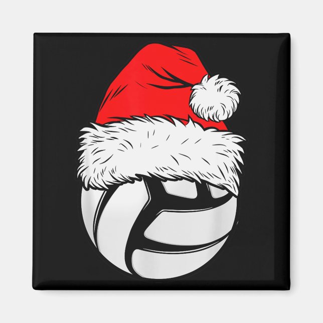 Imã Christmas Volleyball Ball Santa Hat Xmas Matching  (Frente)