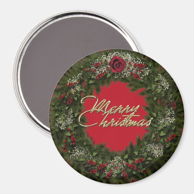 Imã Christmas Wreath Magnet (Front/Back)