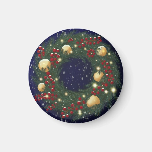 Imã Christmas wreath with pine branches (Frente)