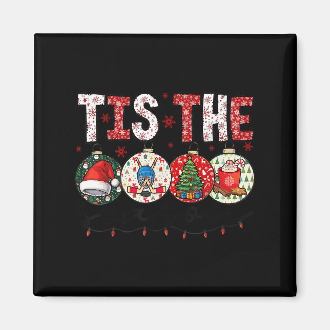 Imã Christmas Xmas Vibes Hockey Lover Hockey Player Wi (Frente)