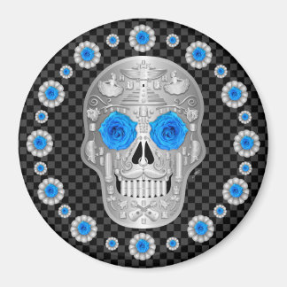 Imã Chrome Calavera (Rosa Azul)