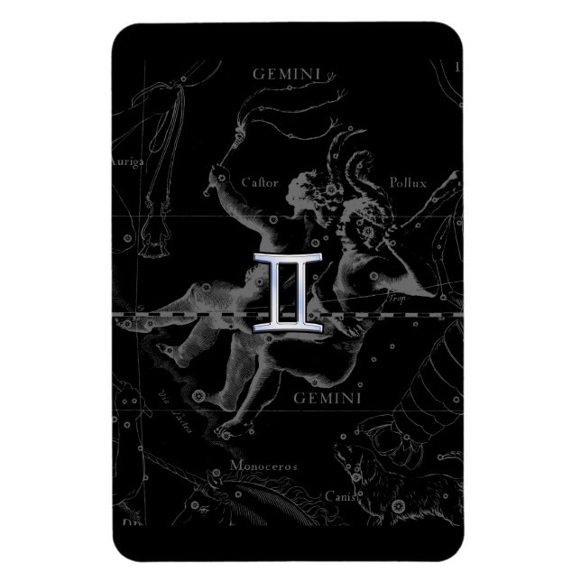 Ímã Chrome Style Gemini Sinal Zodiac em Hevelius (Vertical)
