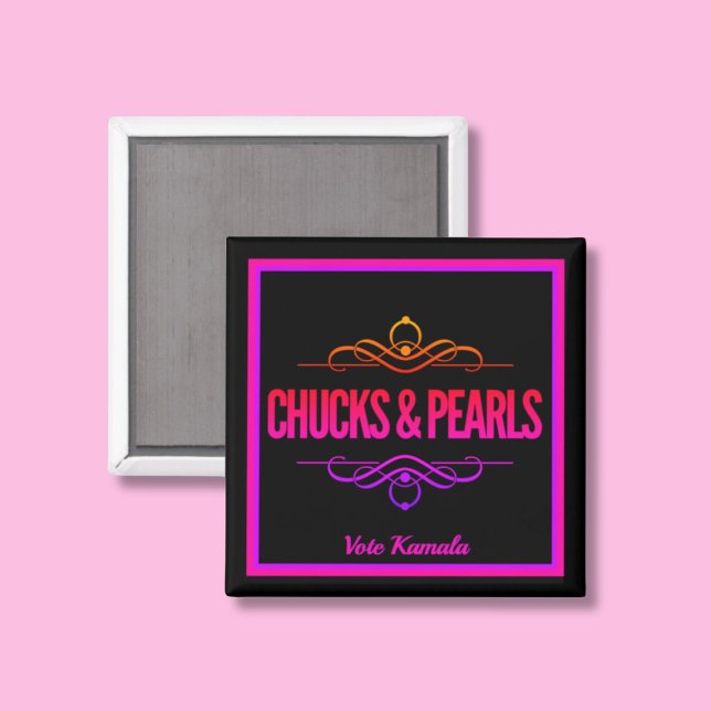 Imã Chucks & Pearls Vote Kamala Black (Criador carregado)