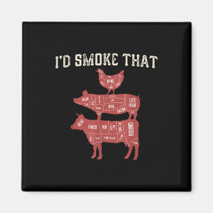 Imã Churrasco Engraçado Vaca Suína Galinha Grafia Home