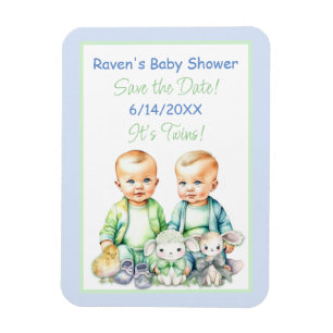 Ímã Chuva de Bebê Gêmeos Meninos Azul e Verde Salve a 