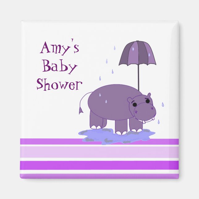 Imã Chuva de Bebê Hipopótamo Roxo (Frente)