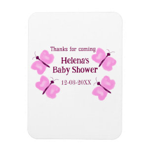 Ímã Chuva de borboletas rosa Baby shower aquarela adic