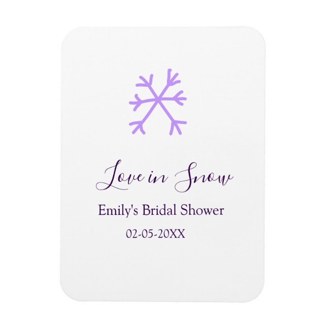 Ímã Chuva de noiva Amor na neve flocos de neve roxos (Vertical)